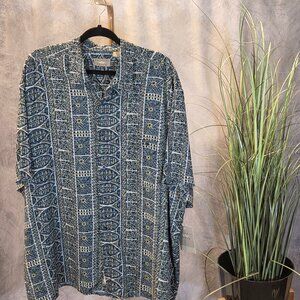 Mens Natural Issue Short Sleeve Shirt XXL Teal/Light Olive/Tan NWT